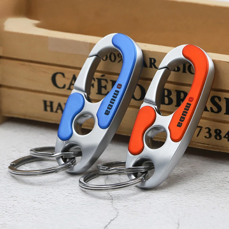 New Car Business Keychain Key Rings Stainless Steel Buckle Outdoor Carabiner Climbing Tools Double Ring Car Keychain Keyring