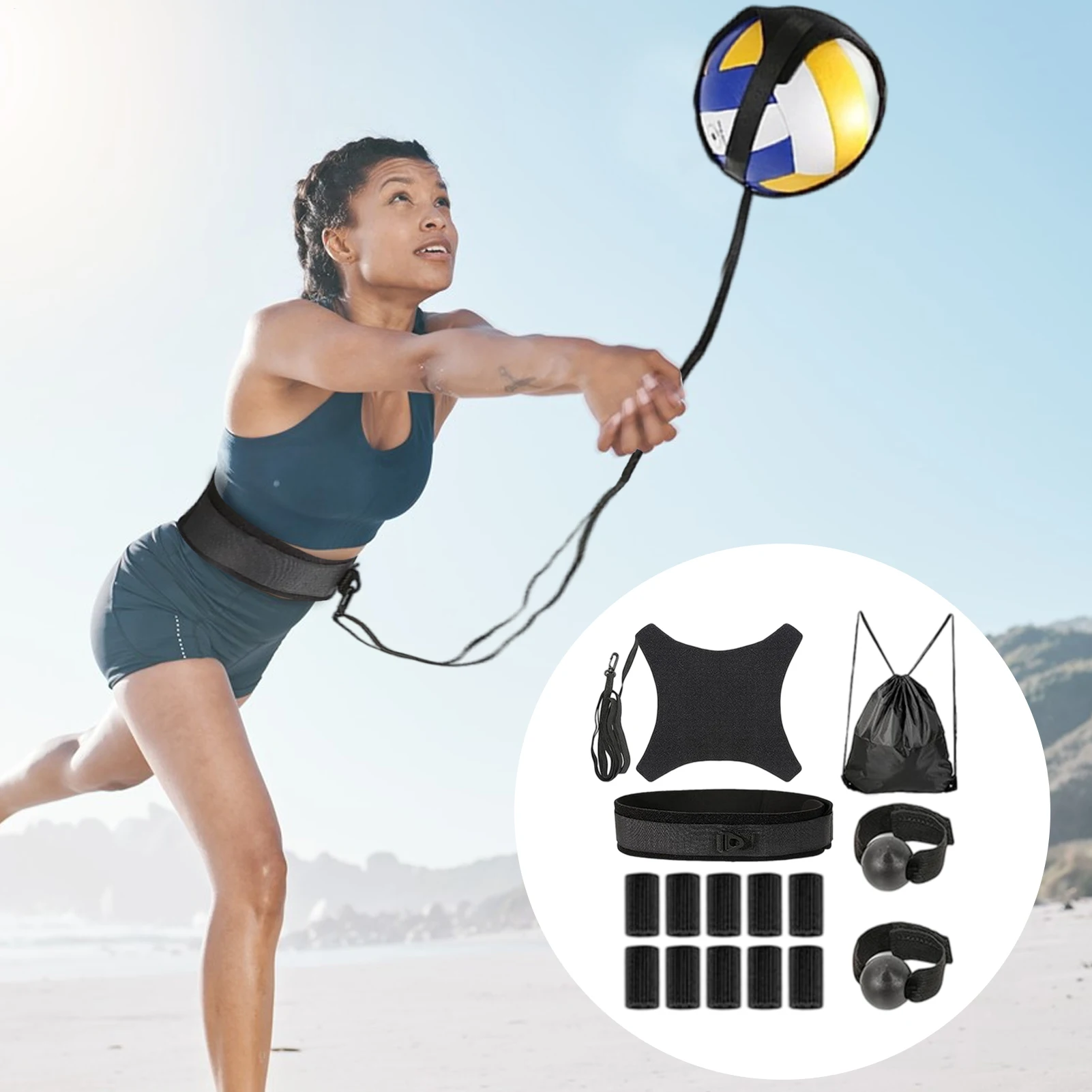 Volleyball Passing Trainer Solo Ball Sports Spiking Trainer Volleyball Training Equipment for Beginners and Advanced Players