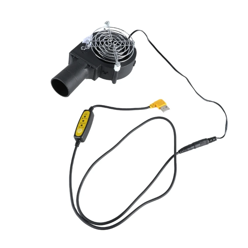 

USB Powered Fan BBQ Air Mover Blower High Airflows Waist Fan With Three Speed Setting For Outdoor Hiking Adventure