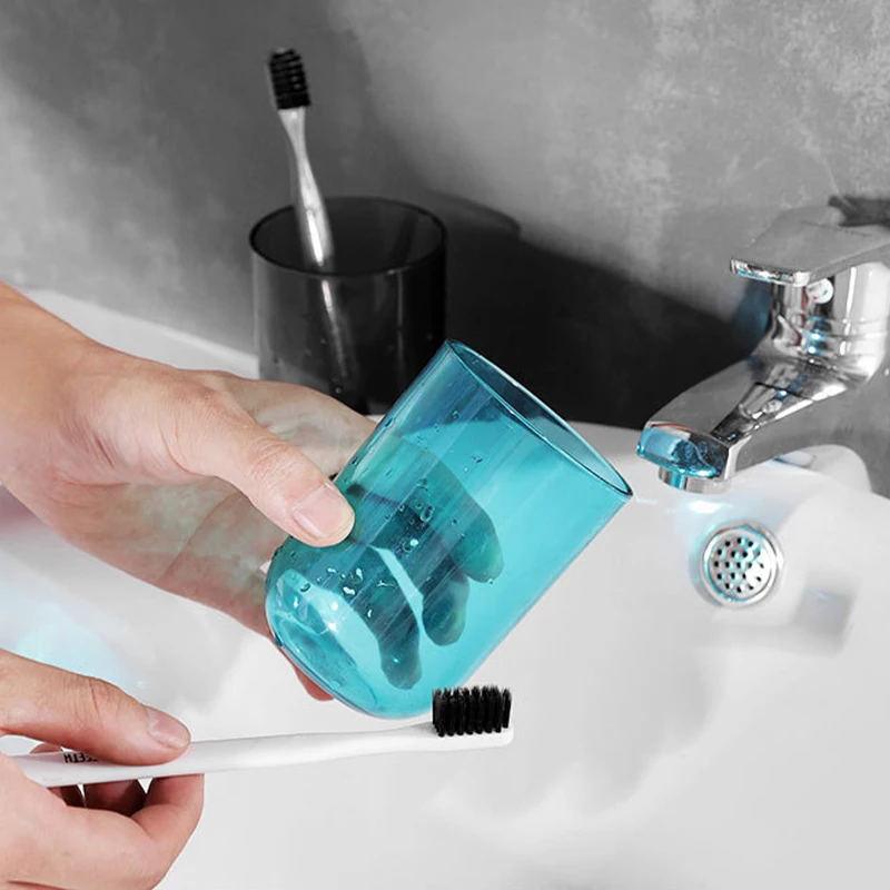 Nordic Style Plastic Mouthwash Cup Solid Colour Toothbrush Holder_voghion.com