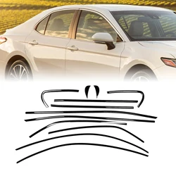 Window Trim Cover Gloss Black Stainless Steel Decoration Seal Strip Shield Styling Weatherstrips For Toyota Camry 8th 2018-2024