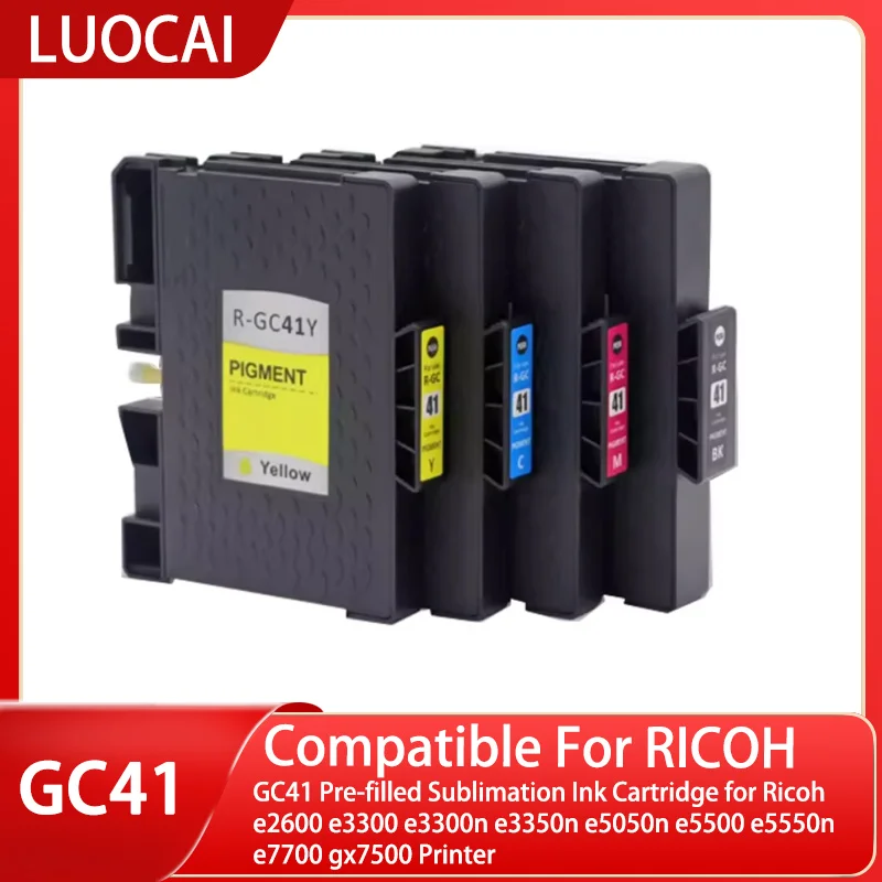 GC41 Pre-filled Sublimation Ink Cartridge for Ricoh e2600 e3300 e3300n e3350n e5050n e5500 e5550n e7700 gx7500 Printer