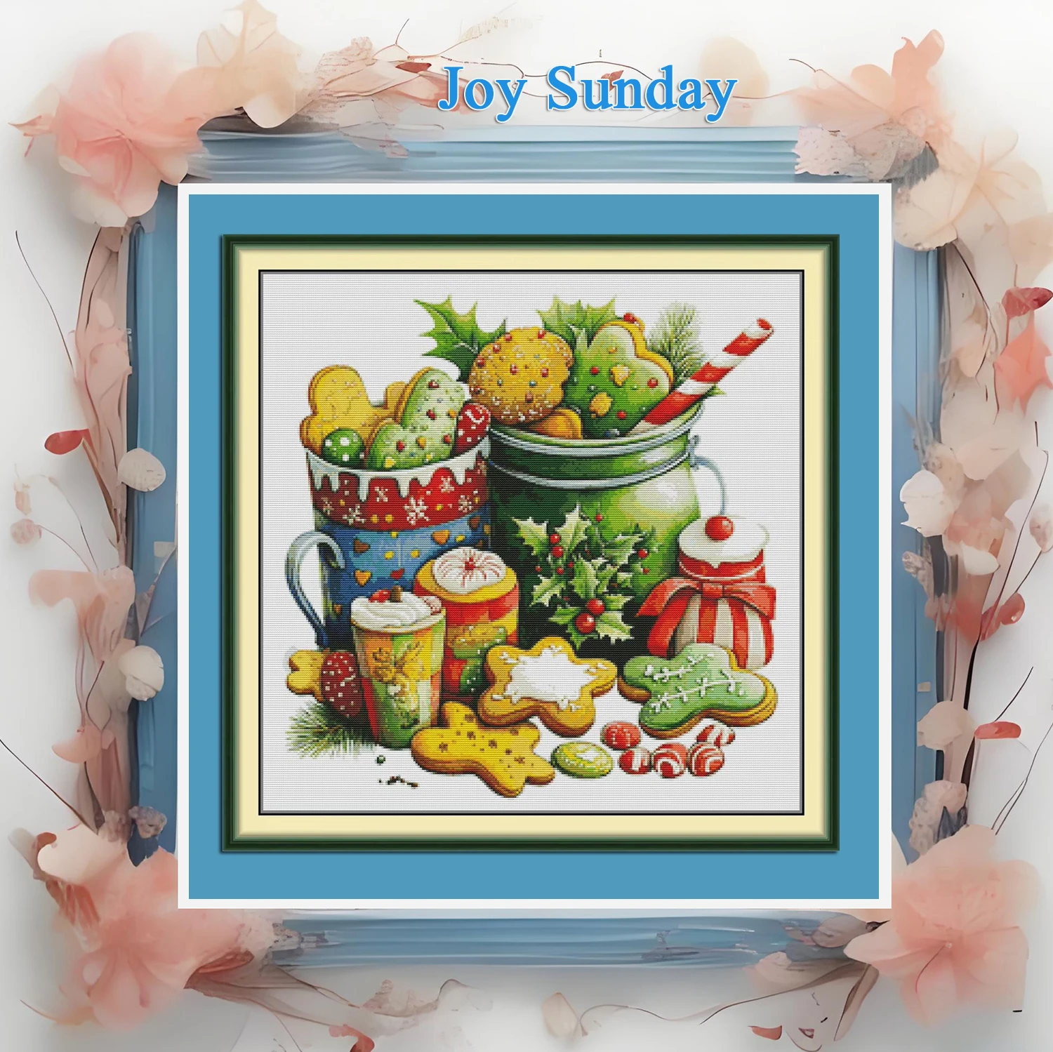 

Joy Sunday, новые поступления, набор для вышивки крестом, набор для вышивки из тисненой ткани Аида, рождественское печенье 1