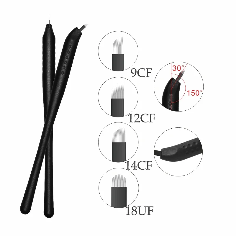 50 шт. одноразовая ручка для микроблейдинга C9/12/14/18U иглы для перманентного макияжа бровей лезвия одноразовая стерильная упаковка