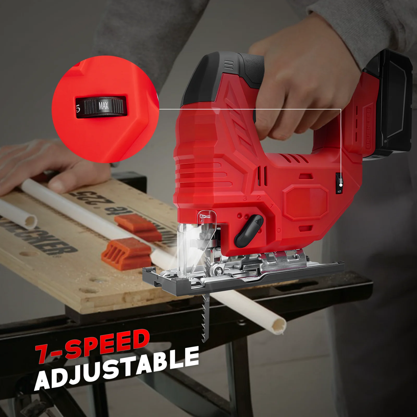 Borstelloze Elektrische Decoupeerzaag 750W 2700 RPM Draadloze Decoupeerzaag 7 Snelheden Hout Plastic Metaal Snijden Voor Milwaukee 18V batterij Pin