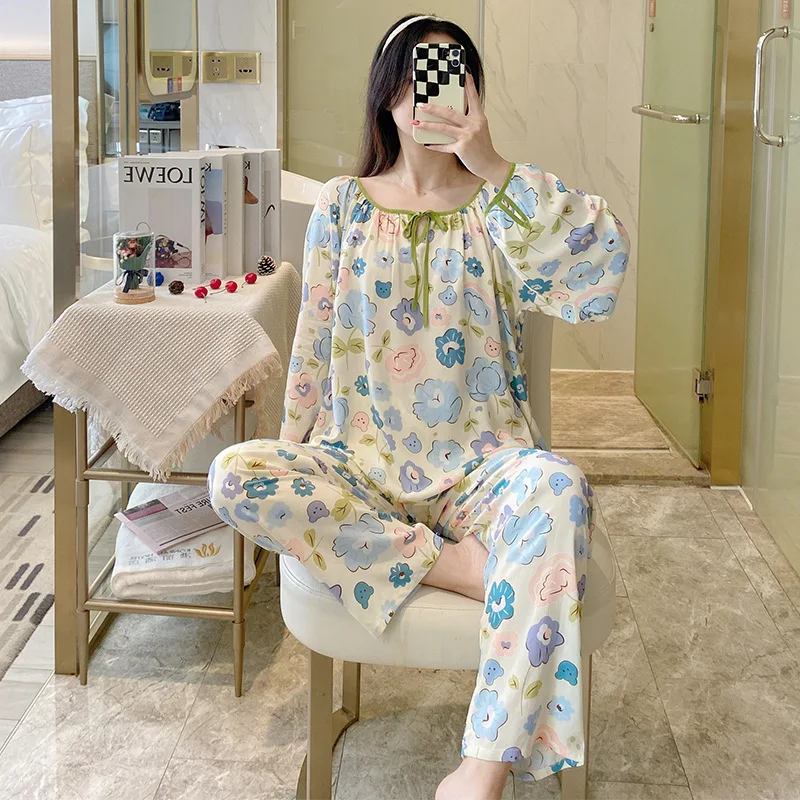 Bloemenprint Satijnen Zomer Pyjama Sets 2 Stuk Broek Lounge Outfit Lounge Vrouwen Pijama Nachtkleding Pyjama Nachtkleding Pyjama Slaap