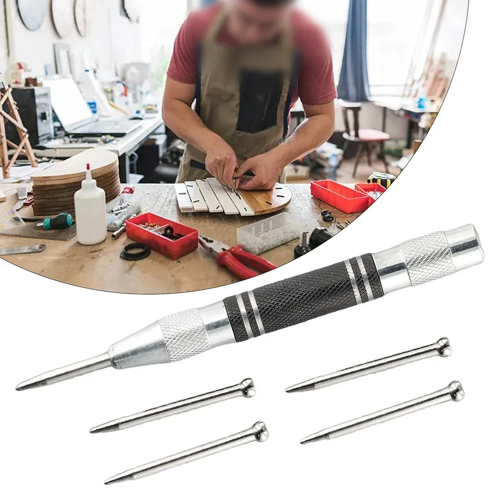 Automatic Centre Punch With Punch Needle Adjustable Spring Pressure Automatic Loaded Metal Drill Tool Pin Impact Marker Woodwork