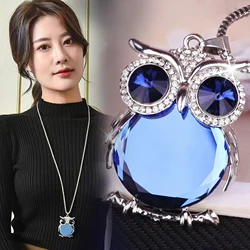 Owl Women Sweater Chain Necklace Owls Design Rhinestones Crystal Pendant Necklaces Jewelry Clothing Accessories Necklace Pendant