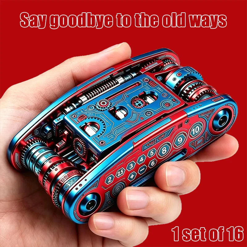 16-in-1 Socket Wrench Set Non-Slip Rotating Head Durable Stainless Steel Home Car Repairs Universal Tool Bicycle Manual Tools