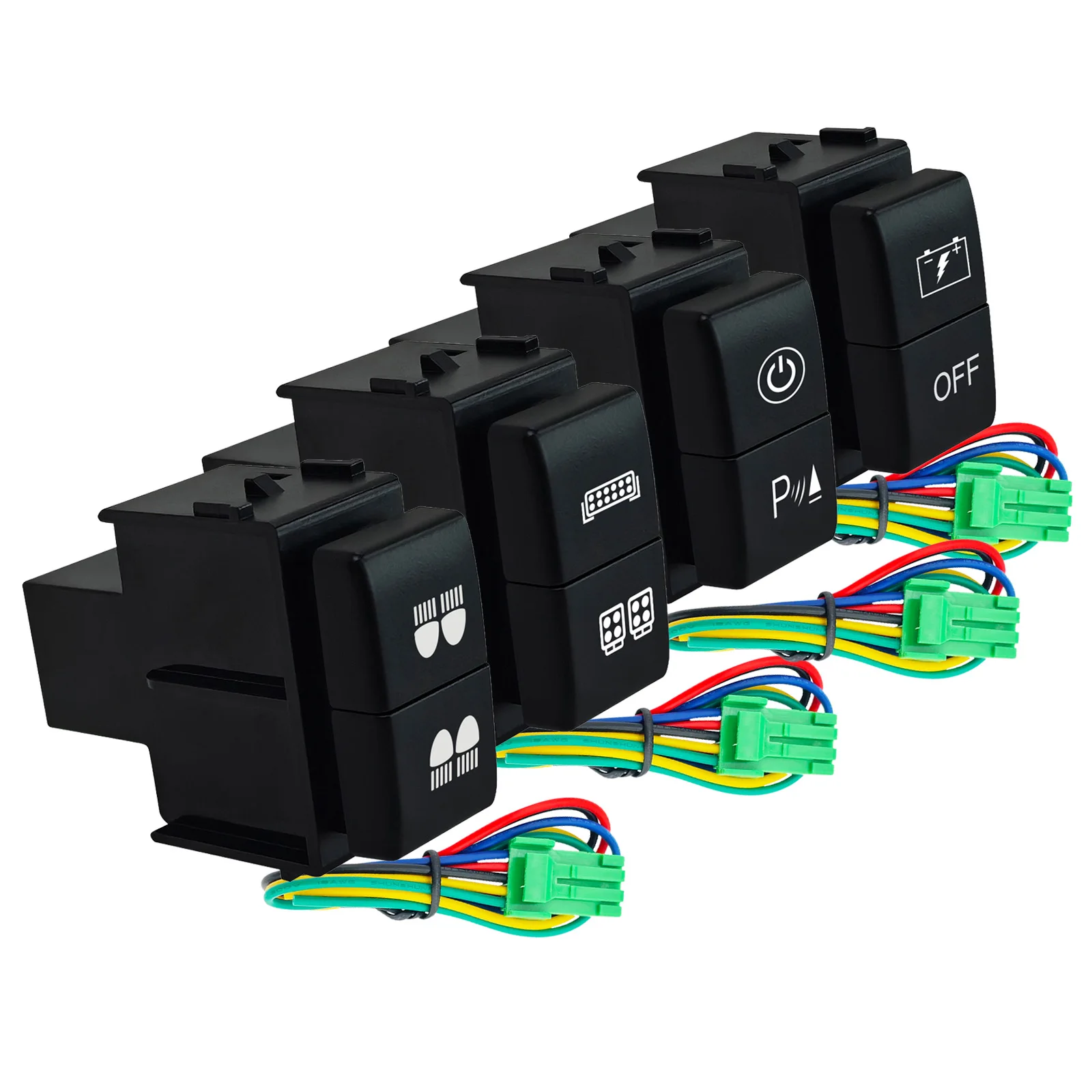 Dual Push Switch 12V Fog Lights | Aux Battery On-Off | Green Red LED for Nissan Patrol Y62 Navara D40 Pathfinder R51 X-Trail T31