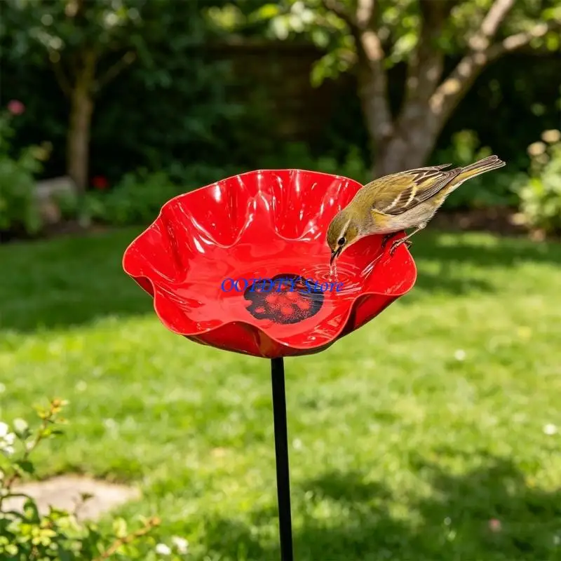 367A Large Metal Bird Drinking Dish For Outdoor Space Featuring Gentle Slope To Welcome Birds Butterflies And Hummingbirds