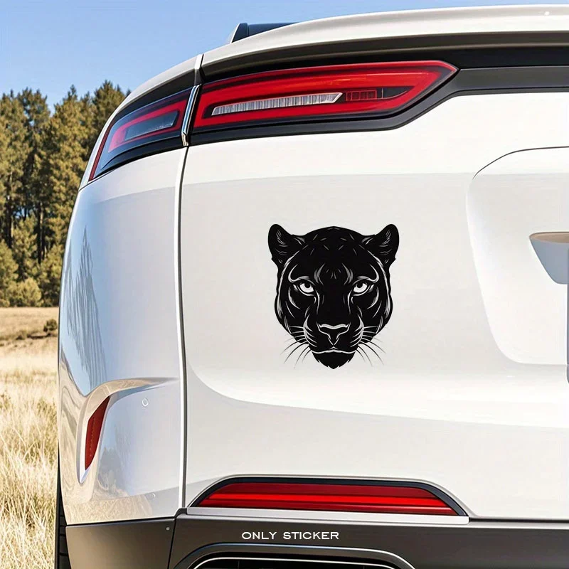 1pc pantera negra cabeça carro motocicleta adesivo, decalque elegante para auto moto exterior, veículo único animal adesivo