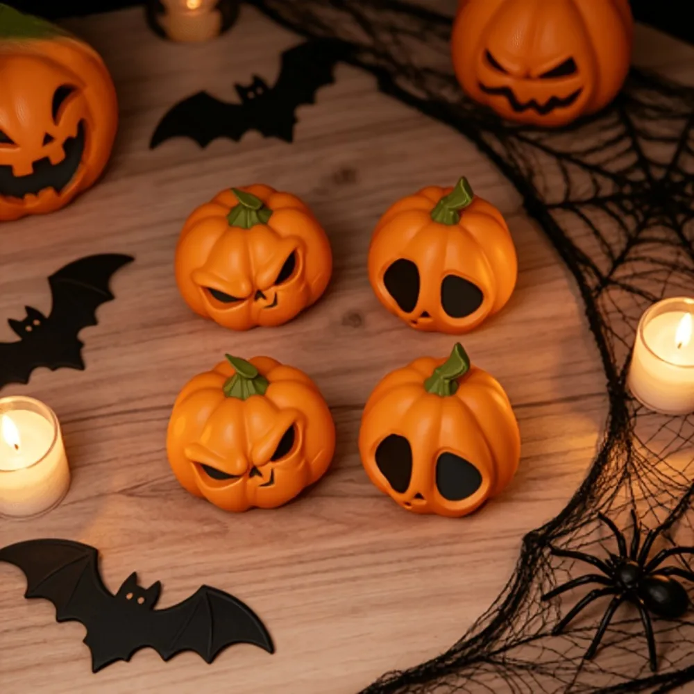Halloween Pumpkin Head Statue Decoration Horror Art Ornament Suitable for Desktop Computer and Home Shelf Display Decoration
