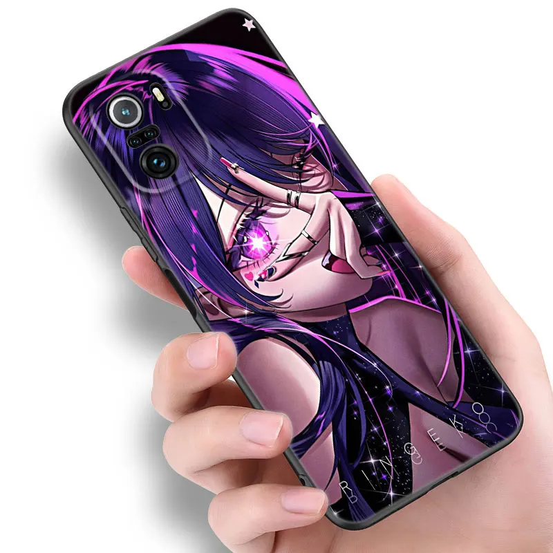 Anime Oshi no Ko Hoshino Ai Black Silicone Phone Case For Xiaomi 11 Lite 10T 11T 13T 14 Pro POCO M3 M4 M6 X3 NFC X4 X5 Pro F5