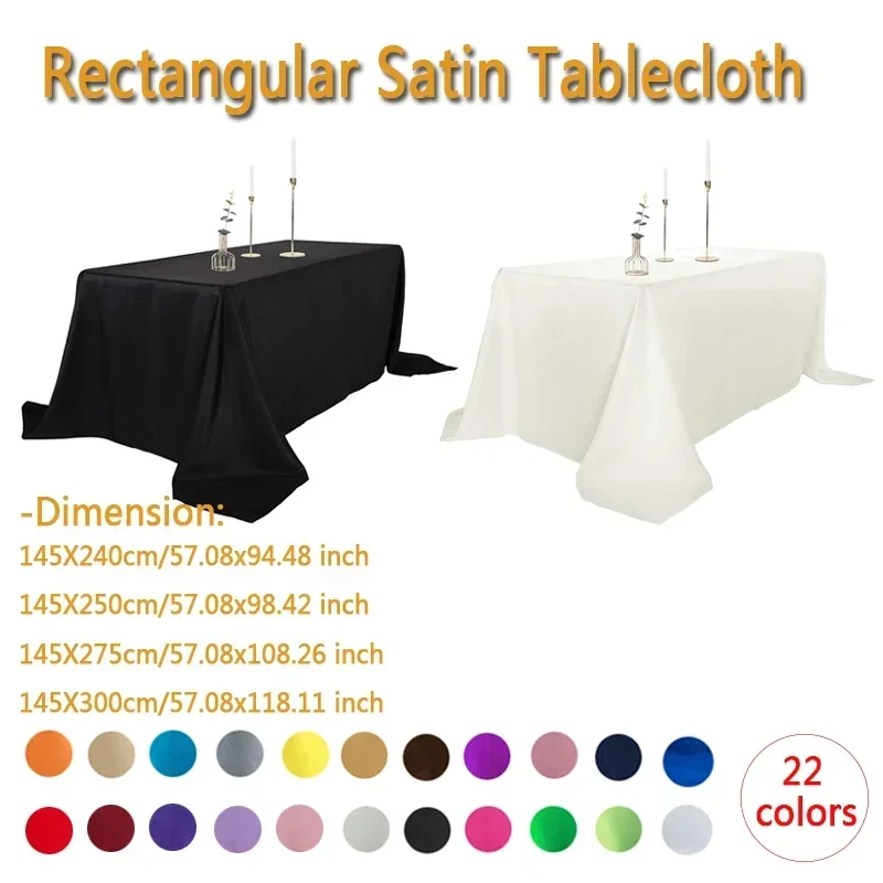 XS Tablecloth Rectangular Satin Table Linens Washable Polyester Stain Resistant Table Cloth for Wedding Buffet