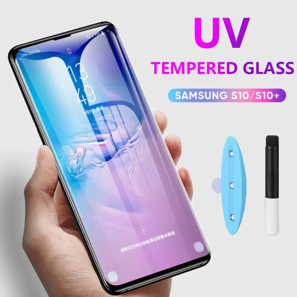 10D UV نانو السائل الغراء الكامل الزجاج المقسى لسامسونج غالاكسي S7 EDGE S8 S9 S9 S10 PLUS نوت 8 9 غطاء كامل حامي الشاشة