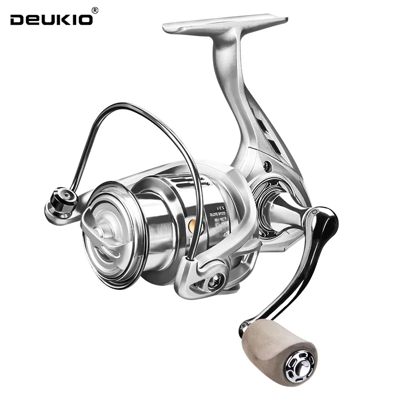 DEUKIO Spinnrolle 2000-3000 8KG Max. Bremskraft 5.2:1 3+1BB Metallkörper EVA-Knopf CNC-Griff Salzwasser Weitwurf-Köderrolle