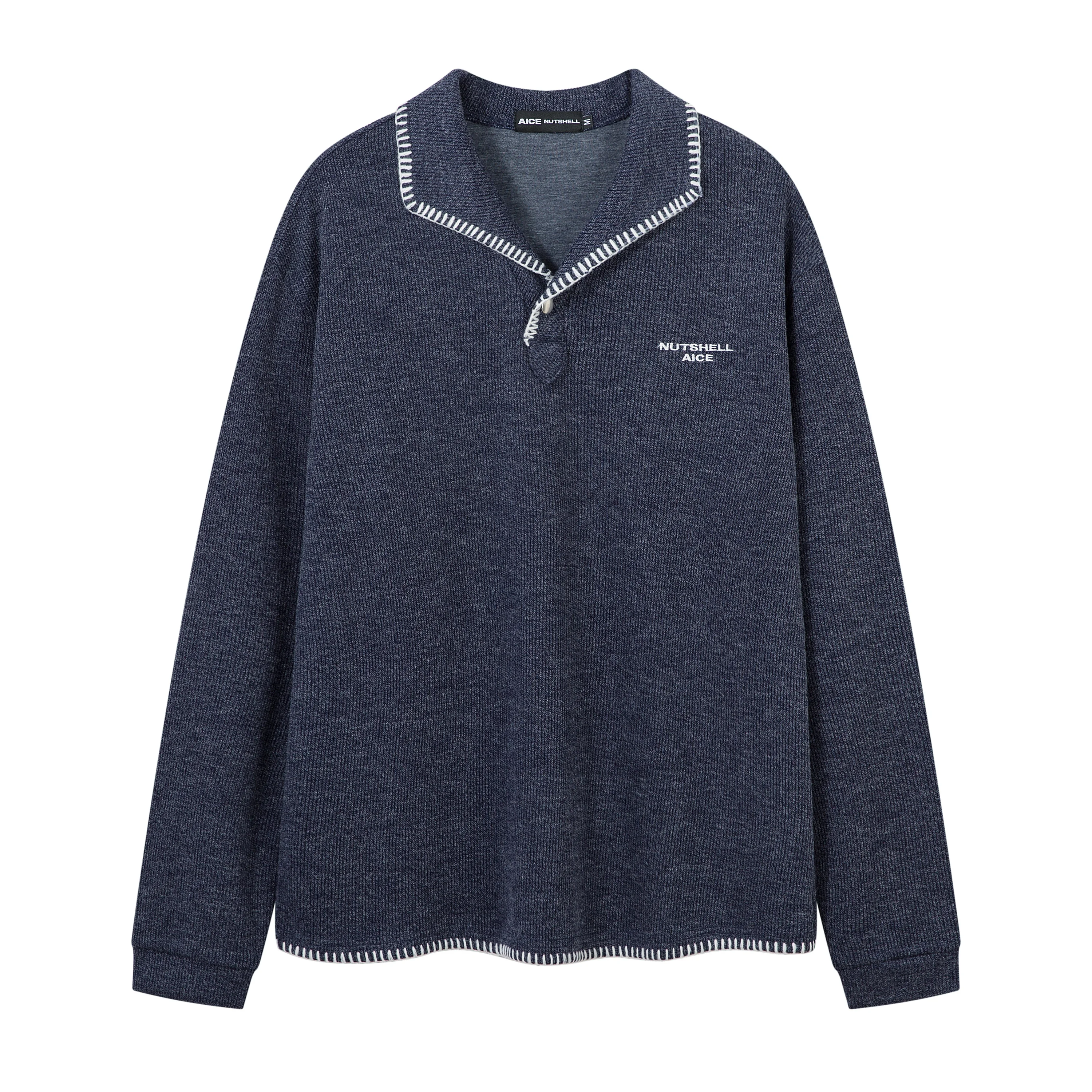 

American Retro High-end Solid Color Men's Collared Long-sleeved Polo Shirt