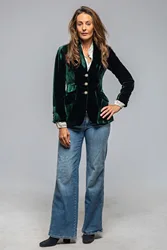 Women's Slim Fit Slit Velvet Mini Suit Top, Retro Jacket, European and American, New, 2021