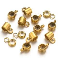 20pcs Stainless Steel Large Hole Bail Beads Pendant Clasp Hanging Connector Leather Rope Cord Accessories for Jewelry Making DIY