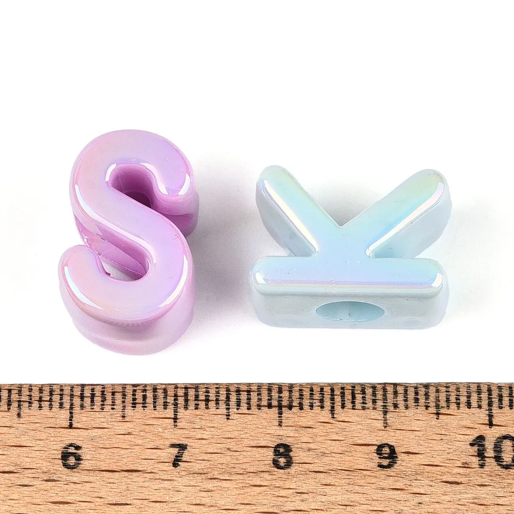 PandaHall 200Pcs Glow in The Dark Acrylic Letter Beads Luminous UV Plating Alphabet Large Beads for DIY Jewelry Crafts view 4