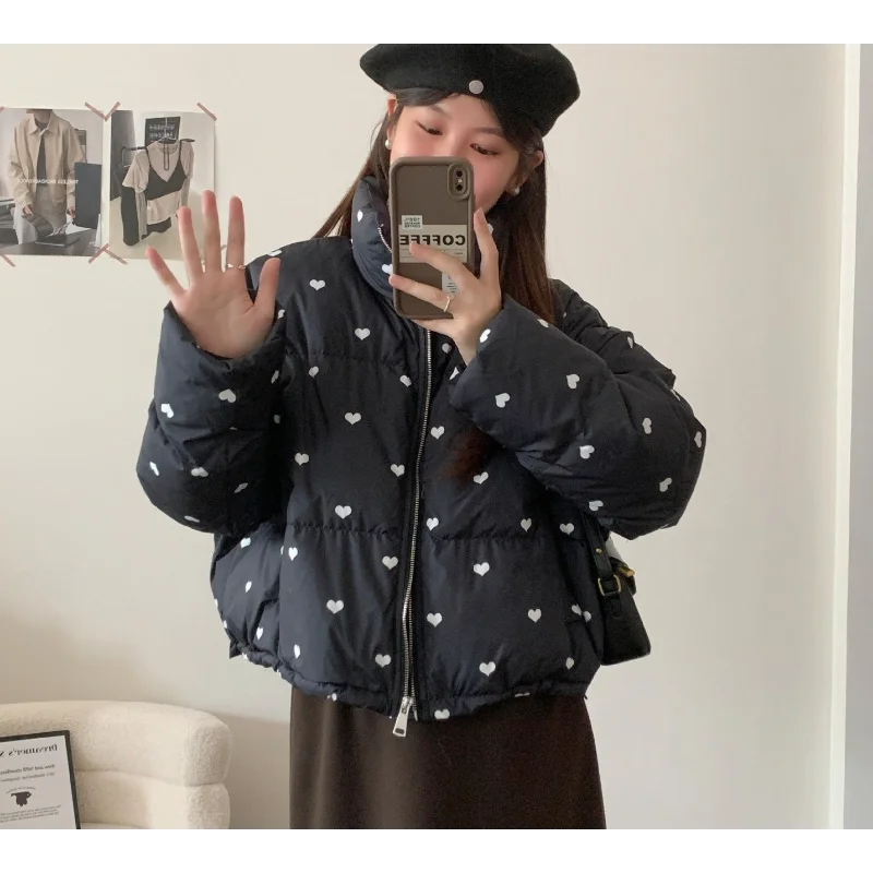 سترة نسائية مطبوعة - نمط قصير 2025 خريف/شتاء وصول جديد سميكة عصرية نمط ركاب معطف دافئ