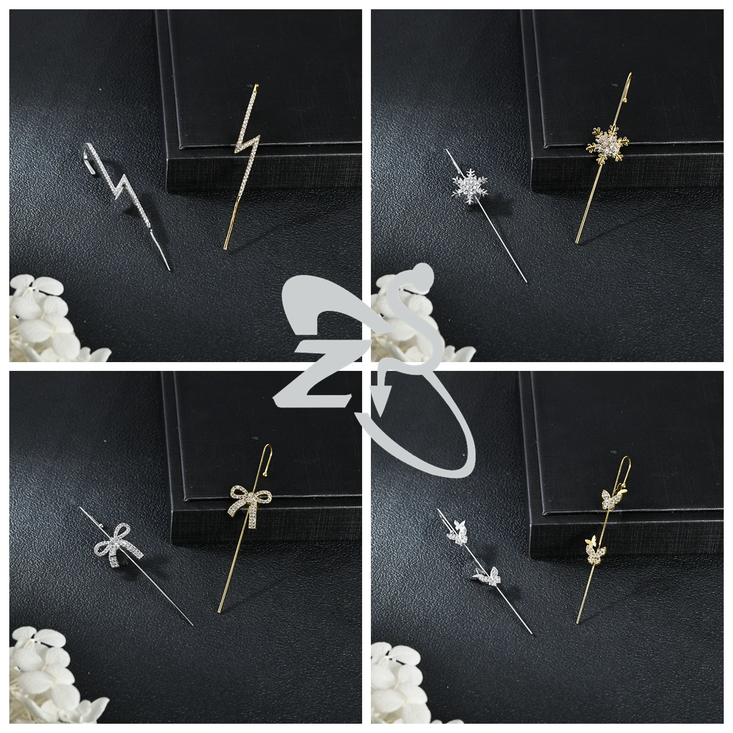 ZS 1 قطعة 12/18 جرام الأذن إبرة التفاف هوك أقراط النساء الفتيات فراشة القوس الأذن ترصيع اللولب الغضروف الثقب مجوهرات 60/68/70/73 مللي متر #6