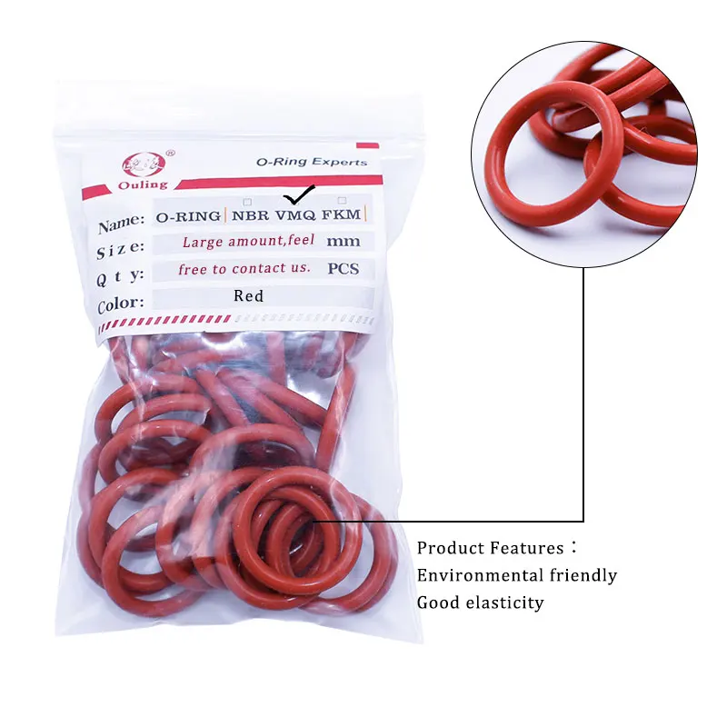 30PCS/Lot Red VMQ O‑Ring CS1.9mm OD21-30mm Good Elasticity Silicone Rubber Gasket Washer For Machinery Plumbing Sealing