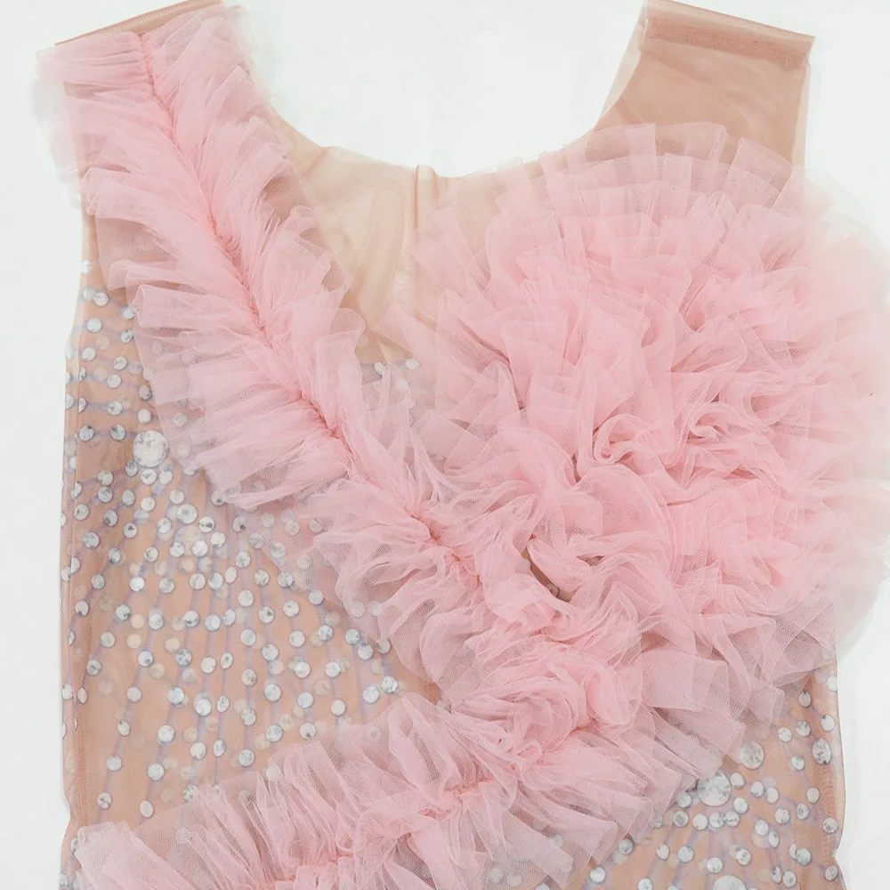 Vestido Sexy de malla rosa con lazo y flores para mujer, vestidos elegantes de noche Maxi, ropa de verano para mujer, vestidos sexis de lujo ajustados para fiesta de graduación en la playa