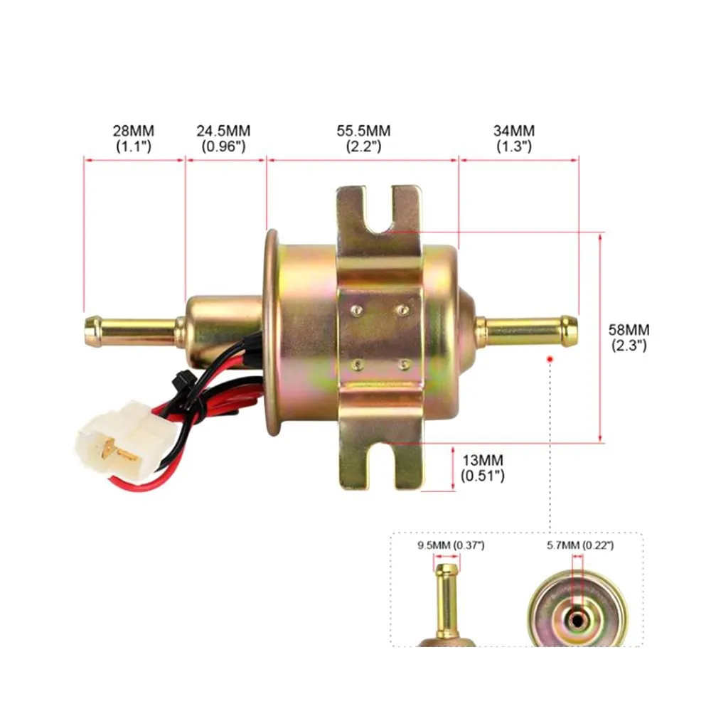 Universal 12V 24V Low Pressure Electric Fuel Pump, Gas Diesel Transfer Fuel Pump Fit for Carburetor Lawn Mower Boat HEP-02A