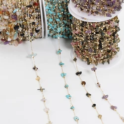 1meter Stone Chain Crystal Irregular Glass Stone Beads Links Chain for DIY Jewelry Making Necklace Bracelet Findings