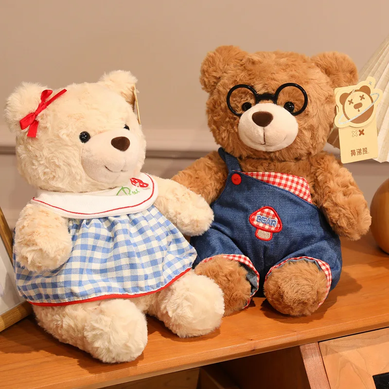  Cute Retro Couple Bear Plush Toy Vintage Classic Teddy Bear Plush Doll Stuffed Animal Bear Doll Valentine's Day Gift