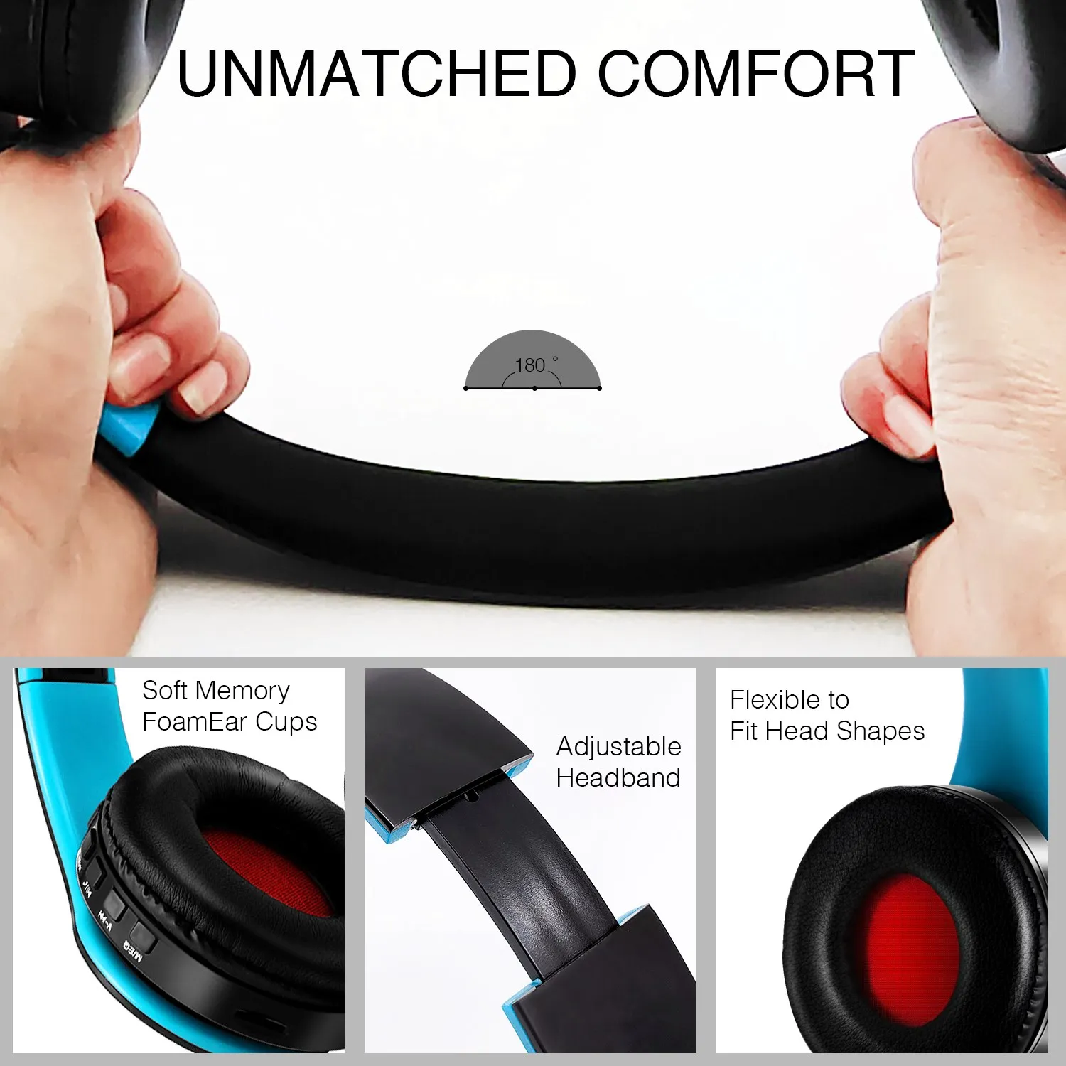 Cinque colori cuffie senza fili Bluetooth cuffie Stereo cuffie supporto scheda SD con microfono per Xiaomi Iphone Sumsamg Tablet
