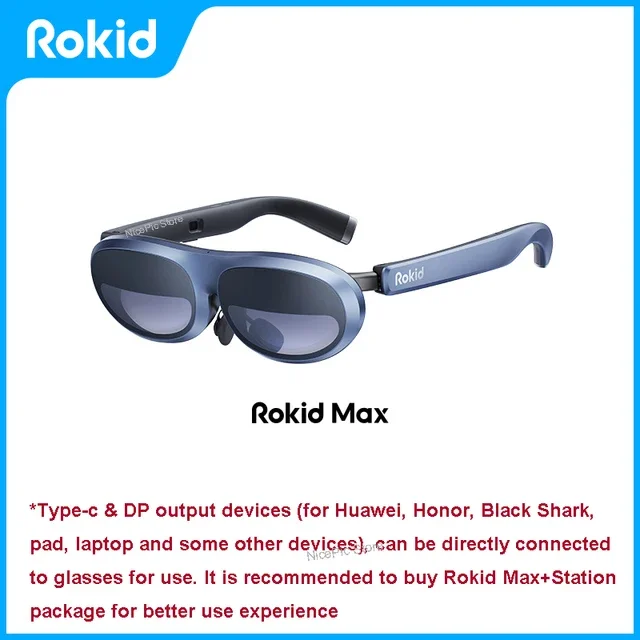 Rokid Max AR Glasses 215'' Max Screen 1080P FHD Micro-OLED 0.00D To -6.00D Myopia Adjustment 2D/3D Free Switching