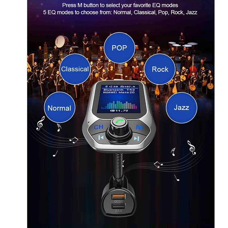 Wireless Bluetooth Hands-Free Call Car Kit,FM Transmitter,MP3 Player,Car Accessories