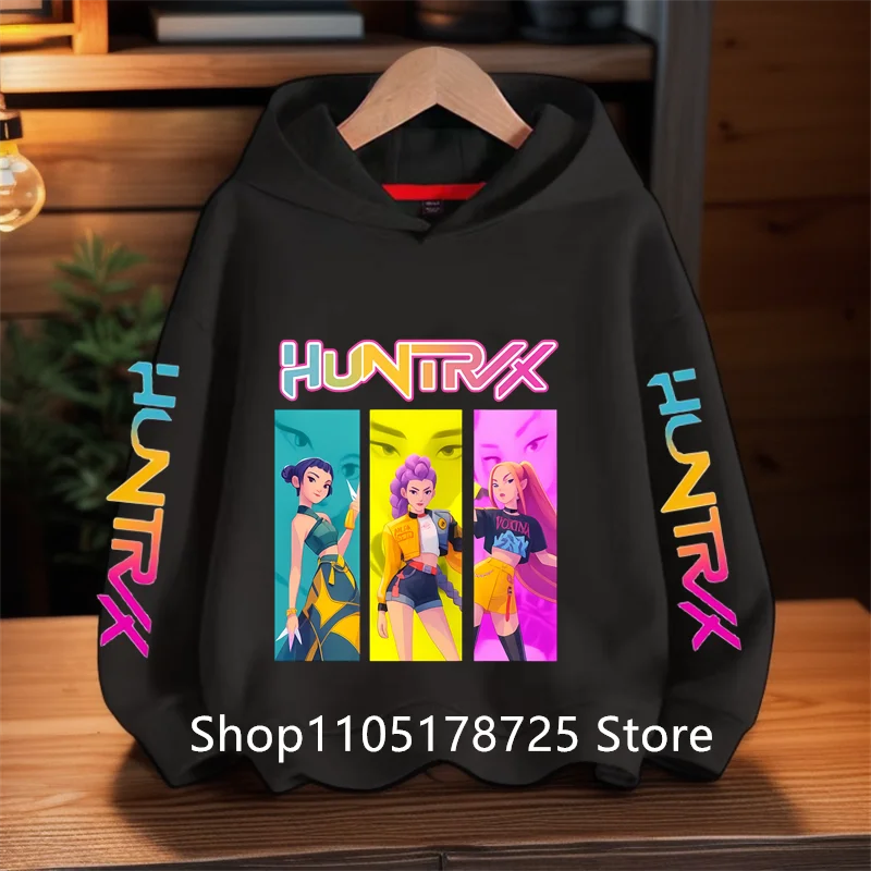 جديد KPop شيطان هنتر الكرتون الفتيات الفتيان هوديس الأطفال الكورية موجة طباعة موضة بلايز عادية ملابس الفتيات عادية الدافئة