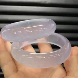 Newest Jadeite Perfect Bracelet High Ice Smooth white Quartz Jade Bangle Handring Elegant Fine Jewelry