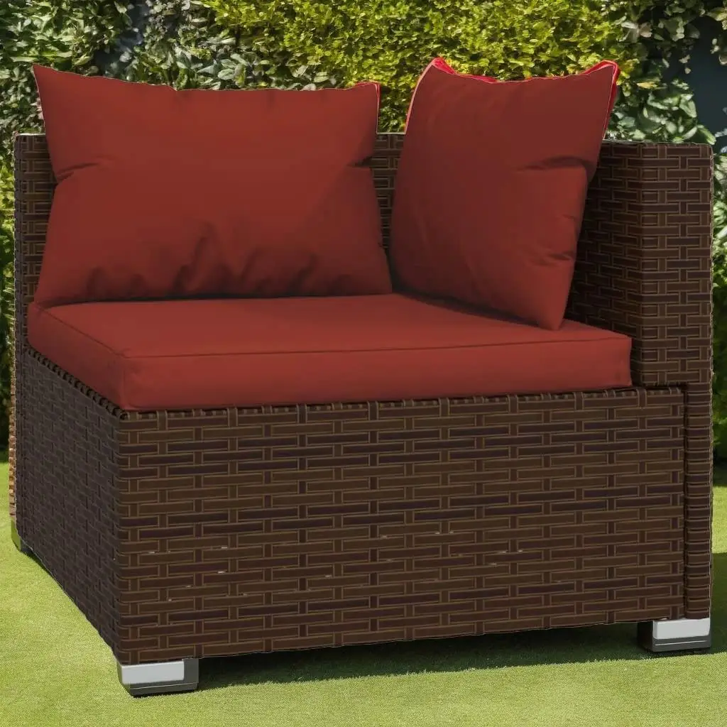 10-Piece Brown Poly Rattan Patio Lounge Set with Cushions for Outdoor Comfort