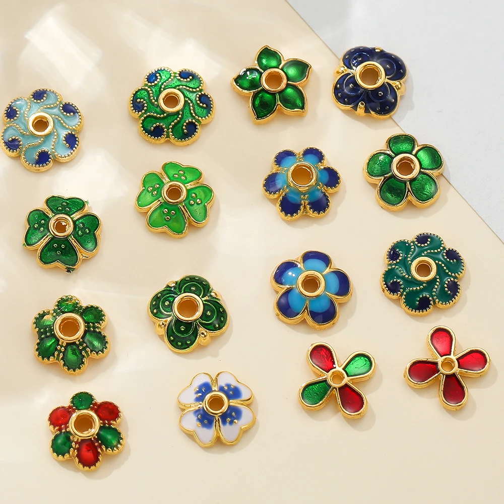 10pcs/lot Metal Loose Spacer Beads Flowers Caps For DIY End Spacer Charms Necklace Bracelets Earring Jewelry Making Craft