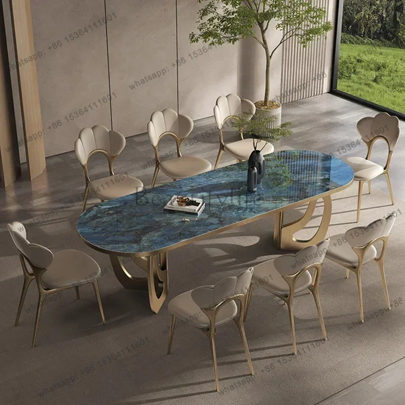 zj.luxury Kitcjen Dining Table Set 6 People Desk legs metal Marble Dining Table Coffee Multifunctional mesa comedor home furnitu