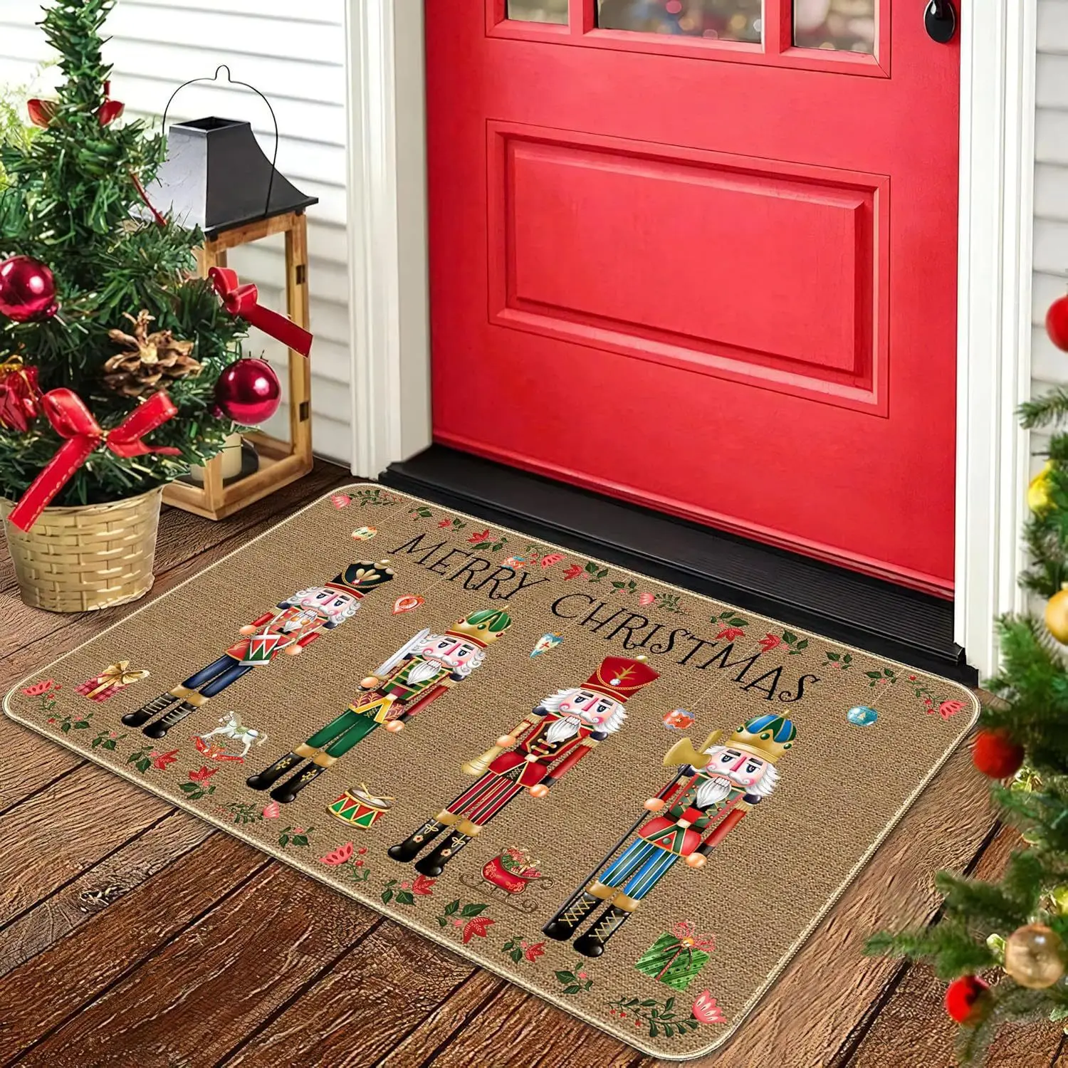 VIKAMA 2027 Christmas Cartoon Rug Red Christmas Dwarf Snowman - Bedroom Entrance Easy To Clean Floor Mat - Home Decoration