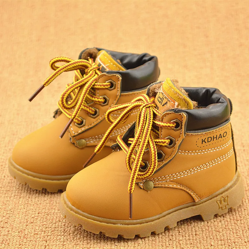 Spring Autumn Children Ankle boots Winter Girls Boots Boys Plush Snow Motorcycle Boots Lace-Up Rome Boots Kids Shoes