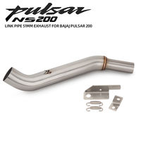 Motorcycle Exhaust Escape Moto Stainless Steel Middle Link Pipe 51MM Elbow Mid Tube For NS200 NS 200 BajajPulsarNS200