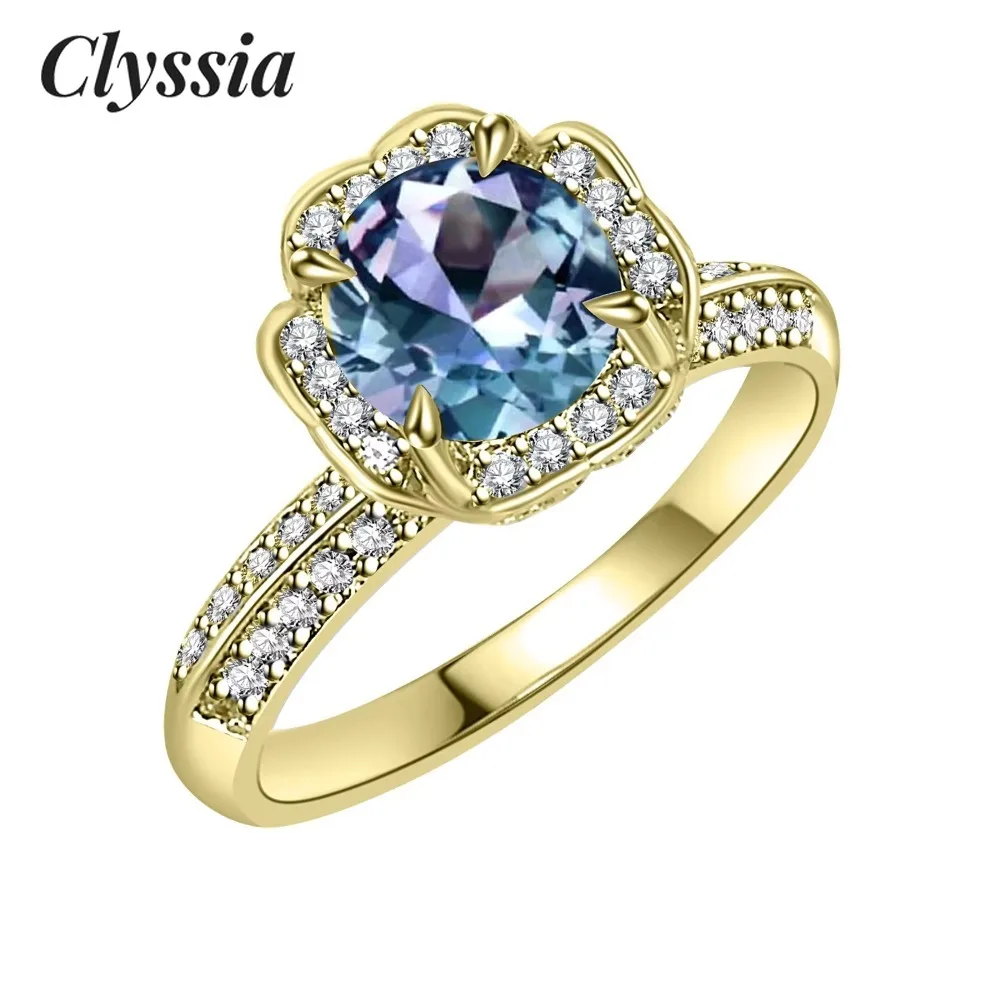 

CLYSSIA Стерлингового Серебра 925, изменение цвета александрита, уникальное обручальное кольцо, винтажное женское ювелирное изделие, ювелирные изделия