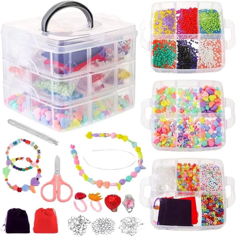 7554 Pcs Ultimate Jewelry Making Kit - DIY Beading & Jewelry Making Set with Pentacle Heart Petal Charms, Scrunchie Accessories