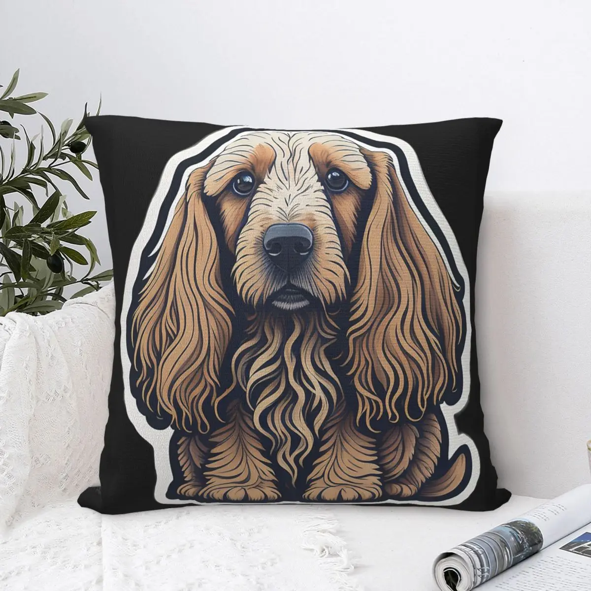 Afghan Hound (Sticker And Print Out) Square Pillowcase Pillow Cover Cushion Zip Decorative Comfort Throw Pillow For Home Car