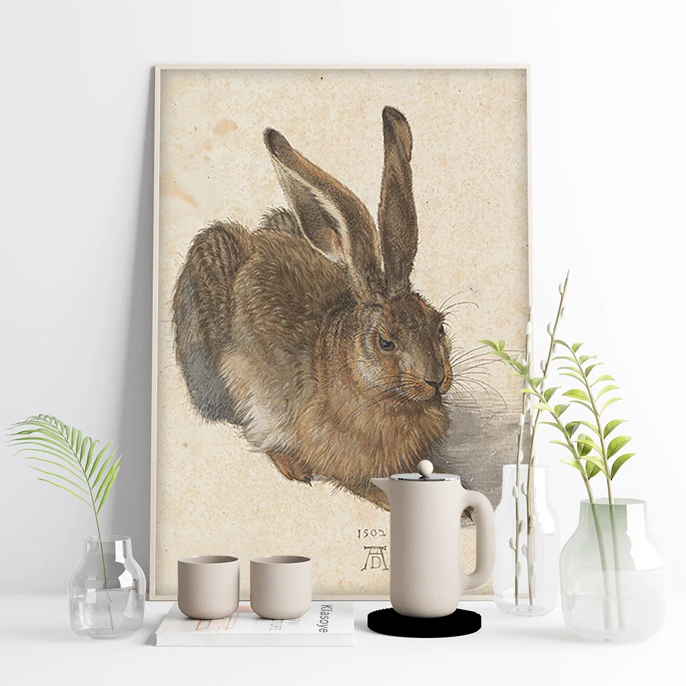 Albrecht Durer Exhibition Museum Vintage Poster Young Hare Canvas Painting Animal Rabbit Print Wall Stickers Home Room Decor