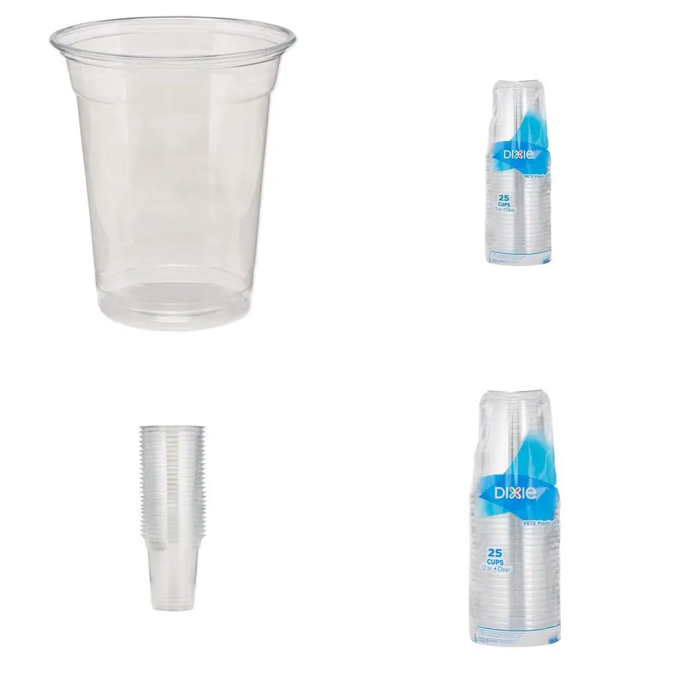 

12 oz Clear PETE Plastic Cold Cups, 500 Pack, 25 Cups per Sleeve, 20 Sleeves per Pack, Bulk Disposable Beverage Cups