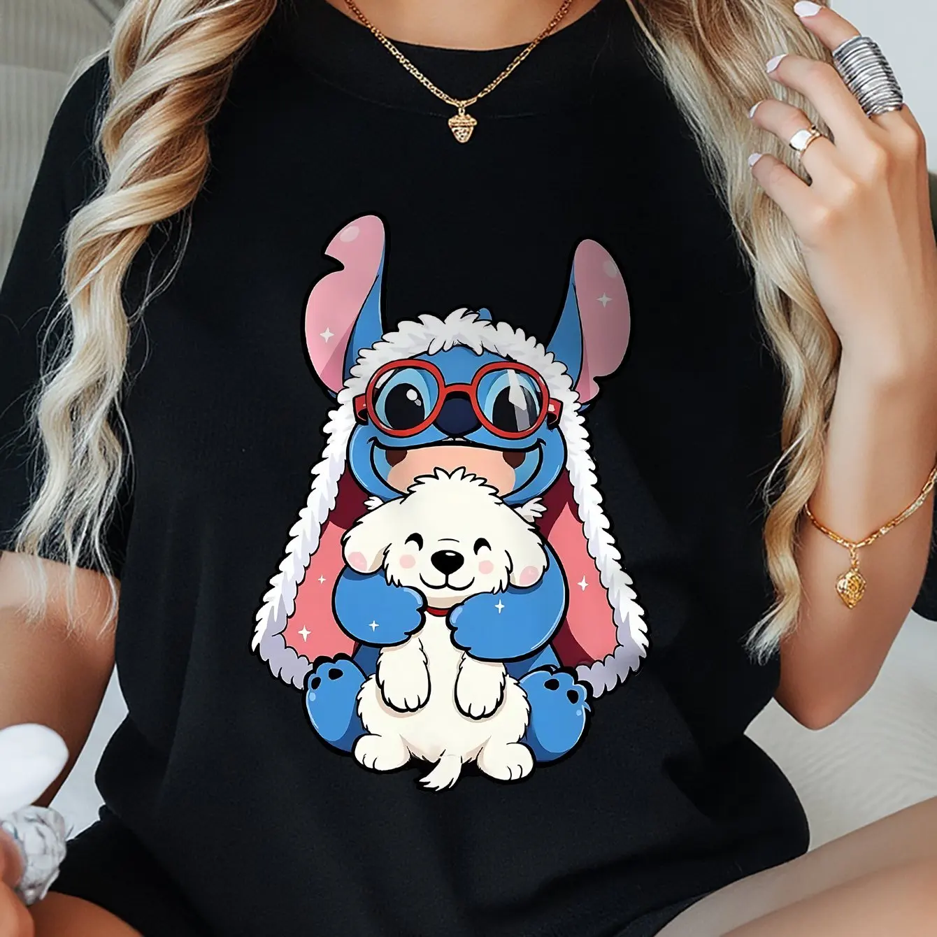

Stitch Graphic Printing Summer Autumn Winter Cotton Men's and Women's T-Shirts Short Sleeves Luxury Outdoor Sports Brand