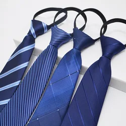 Black Simple Clip on Tie Security Doorman Steward Funeral tie for Men Lazy Formal business wedding 8cm professional tie